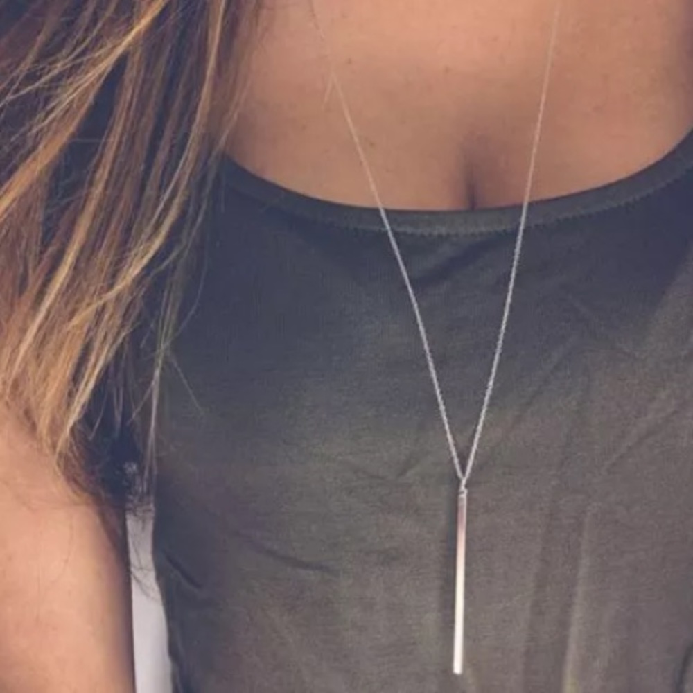 NWT Silver bar pendant fashion necklace - Picture 1 of 4